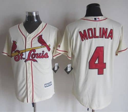 Cardinals #4 Yadier Molina Cream New Cool Base Stitched Jersey