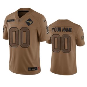 New England Patriots Custom 2023 Brown Salute To Setvice Limited Stitched Jersey