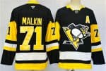 Pittsburgh Penguins #71 Evgeni Malkin Black 2024-25 Home With A Patch Stitched Jersey