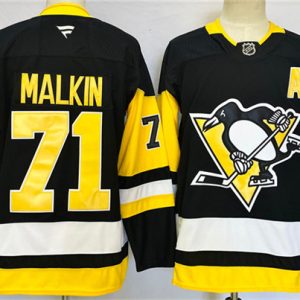 Pittsburgh Penguins #71 Evgeni Malkin Black 2024-25 Home With A Patch Stitched Jersey