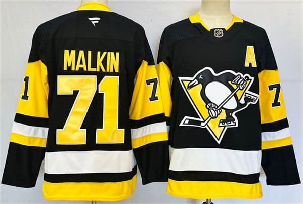 Pittsburgh Penguins #71 Evgeni Malkin Black 2024-25 Home With A Patch Stitched Jersey