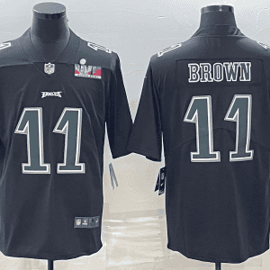 Philadelphia Eagles #11 A.J. Brown Black Green Super Bowl LVII Patch Vapor Untouchable Limited Stitched Jersey