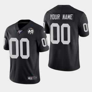 Raiders Customized Black 60th Anniversary Vapor Limited Stitched 100th Season Jersey.