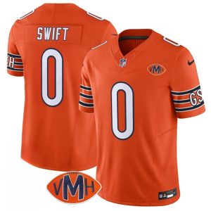 Chicago Bears #0 D'Andre Swift Orange 2025 F.U.S.E. With VMH Patch Vapor Untouchable Limited Football Stitched Jersey
