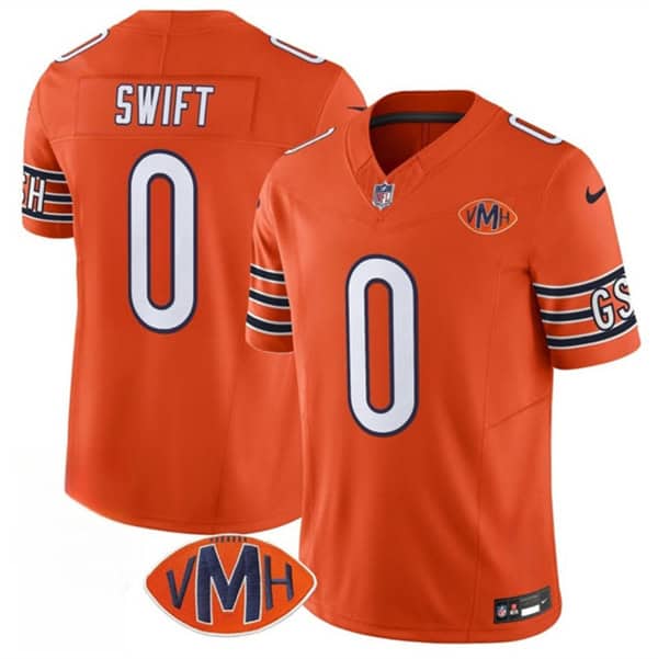 Chicago Bears #0 D'Andre Swift Orange 2025 F.U.S.E. With VMH Patch Vapor Untouchable Limited Football Stitched Jersey