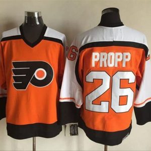 Flyers #26 Brian Propp Orange Black CCM Throwback Stitched Jersey