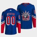 New York Rangers Custom Blue 2022 Reverse Retro Stitched Jersey