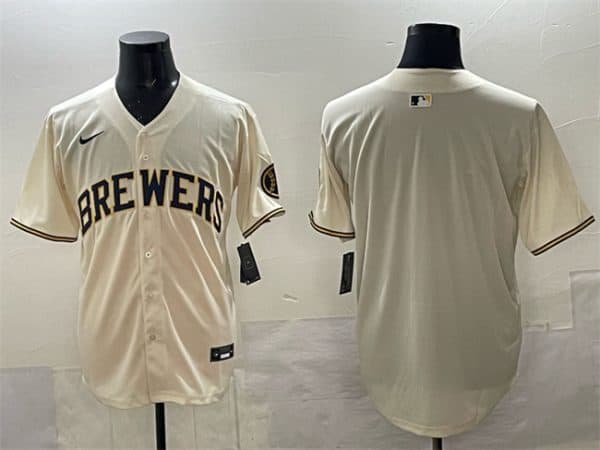 Milwaukee Brewers Blank Cream Home Limited Stitched Jersey