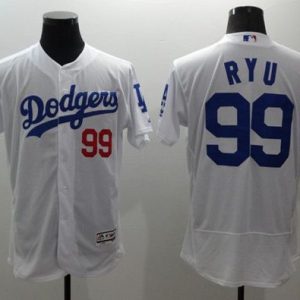 Dodgers #99 Hyun-Jin Ryu White Flexbase Authentic Collection Stitched Jersey