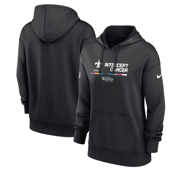 New Orleans Saints 2022 Black NFL Crucial Catch Therma Performance Pullover Hoodie(Run Small)