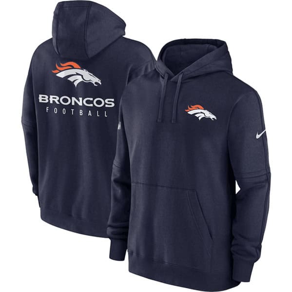 Denver Broncos Navy Sideline Club Fleece Pullover Hoodie