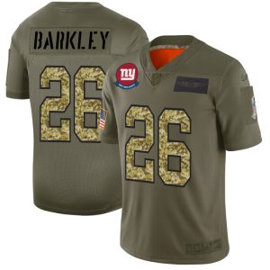 New York Giants #26 Saquon Barkley 2019 Olive Camo Salute To Service Limited Stitched Jersey