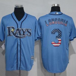 Rays #3 Evan Longoria Light Blue USA Flag Fashion Stitched Jersey