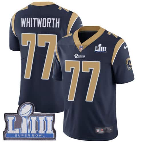 Los Angeles Rams #77 Andrew Whitworth Navy Blue Super Bowl LIII Vapor Untouchable Limited Stitched Jersey