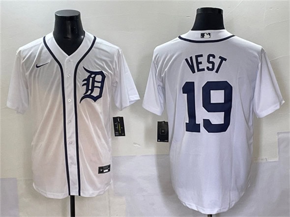 Detroit Tigers #19 Will Vest White Cool Base Stitched Jersey