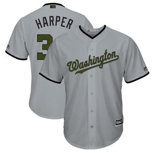 Washington Nationals #34 Bryce Harper Gray 2018 Memorial Day Cool Base Stitched Jersey