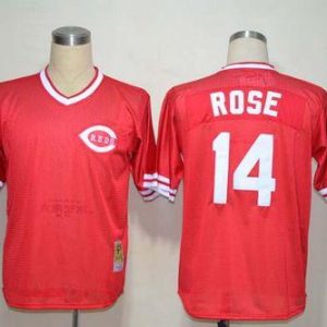Mitchell And Ness Reds #14 Pete Rose Red Throwback Stitched Jersey