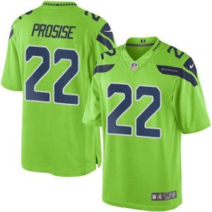 Seahawks #22 C. J. Prosise Green Stitched Limited Rush Nike Jersey