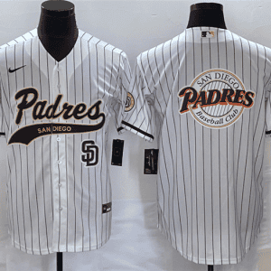 San Diego Padres White Team Big Logo In Back Cool Base With Patch Stitched Jersey