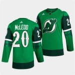 New Jersey Devils #20 Michael McLeod Green Warm-Up St Patricks Day Stitched Jersey