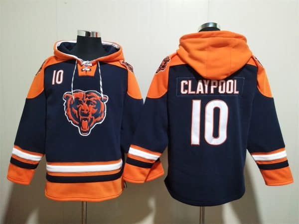 Chicago Bears #10 Chase Claypool Navy Ageless Must-Have Lace-Up Pullover Hoodie