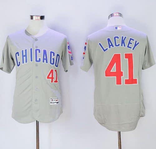 Cubs #41 John Lackey Grey Flexbase Authentic Collection Road Stitched Jersey