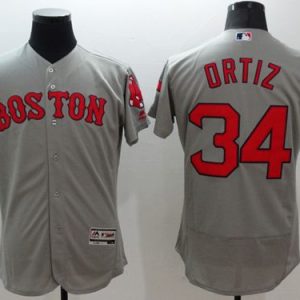 Red Sox #34 David Ortiz Grey Flexbase Authentic Collection Stitched Jersey
