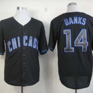 Cubs #14 Ernie Banks Black Fashion Stitched Jersey