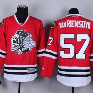 Blackhawks #57 Trevor Van Riemsdyk Red(White Skull) Stitched Jersey
