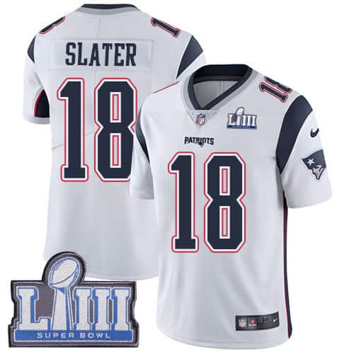 New England Patriots #18 Matt Slater White Super Bowl LIII Vapor Untouchable Limited Stitched Jersey