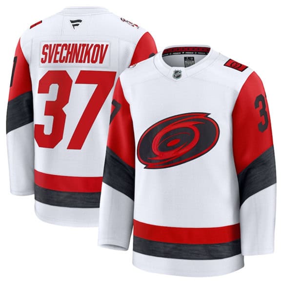 Carolina Hurricanes #37 Andrei Svechnikov White 2025 Away Stitched Jersey