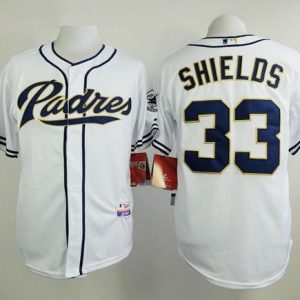 Padres #33 James Shields White Cool Base Stitched Jersey