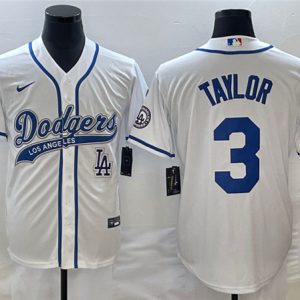 Los Angeles Dodgers #3 Chris Taylor With Patch Cool Base Stitched Jersey