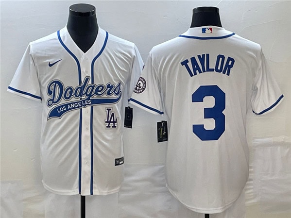 Los Angeles Dodgers #3 Chris Taylor With Patch Cool Base Stitched Jersey
