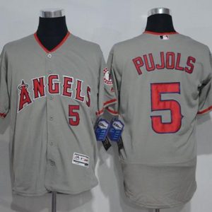 Angels Of Anaheim #5 Albert Pujols Grey Flexbase Authentic Collection Stitched Jersey