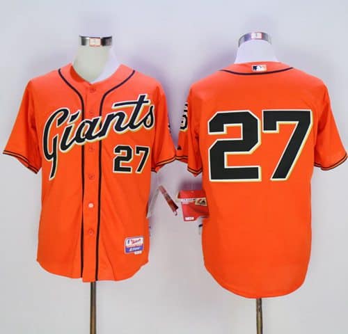 Giants #27 Juan Marichal Orange Cool Base Stitched Jersey