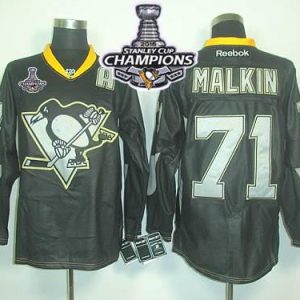 Penguins #71 Evgeni Malkin Black Ice 2016 Stanley Cup Champions Stitched Jersey