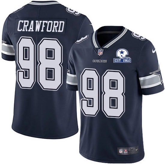 Dallas Cowboys #98 Tyrone Crawford Navy With Est 1960 Patch Limited Stitched Jersey