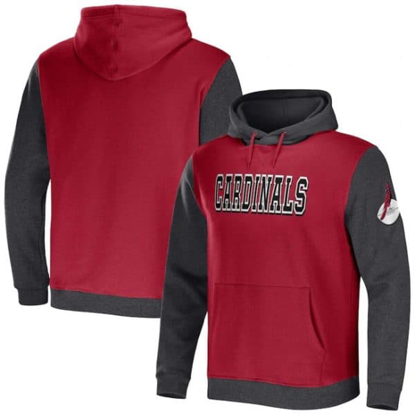 Arizona Cardinals X Darius Rucker Collection Cardinal Charcoal Colorblock Pullover Hoodie
