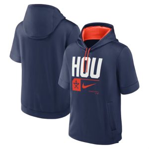 Houston Astros Navy Tri Code Lockup Short Sleeve Pullover Hoodie