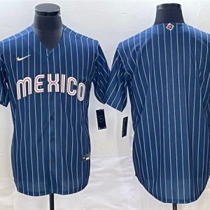 Mexico Blank Navy World Classic Stitched Jersey
