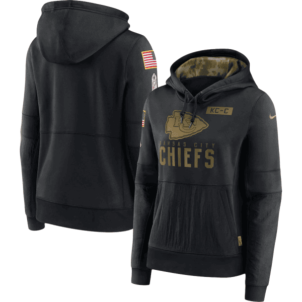 Kansas City Chiefs 2020 Black Salute To Service Sideline Performance Pullover Hoodie (Run Small)
