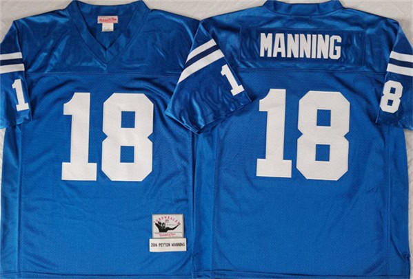 Indianapolis Colts #18 Peyton Manning Blue Throwback Stitched Jersey