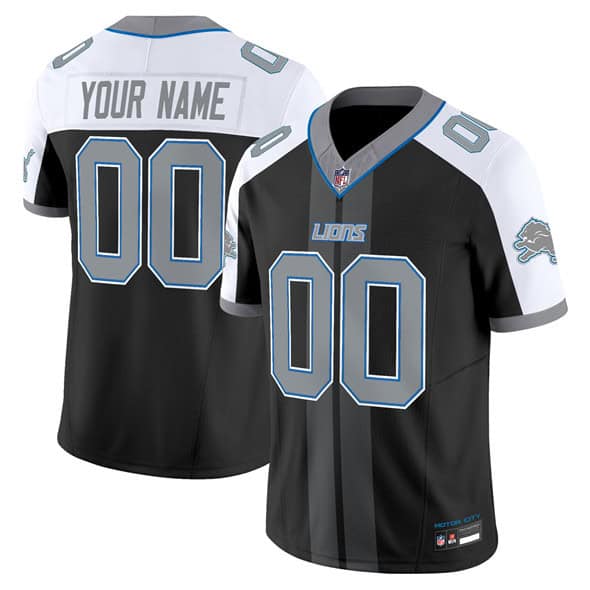 Detroit Lions Customized Black Alternate 2025 F.U.S.E. 'Motor City Racing Edition' Vapor Limited Stitched Jersey