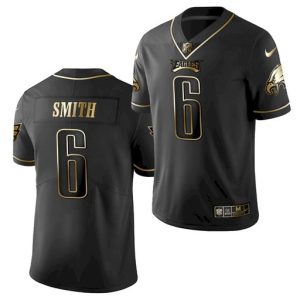 Philadelphia Eagles #6 DeVonta Smith Black Golden Edition Limited Stitched Jersey
