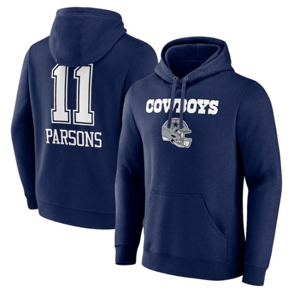 Dallas Cowboys #11 Micah Parsons Navy Team Wordmark Player Name Number Pullover Hoodie