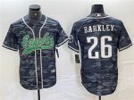 Philadelphia Eagles #26 Saquon Barkley Gray Camo Cool Base Stitched Jersey
