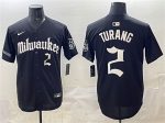Milwaukee Brewers #2 Brice Turang Black 'Gothic 414 Shadows Edition' Vapor Premier Limited Stitched Jersey