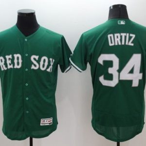 Red Sox #34 David Ortiz Green Celtic Flexbase Authentic Collection Stitched Jersey