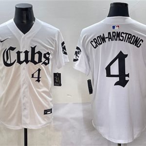 Chicago Cubs #4 Pete Crow-Armstrong White 'Gothic North Side Edition' Vapor Premier Limited Stitched Jersey